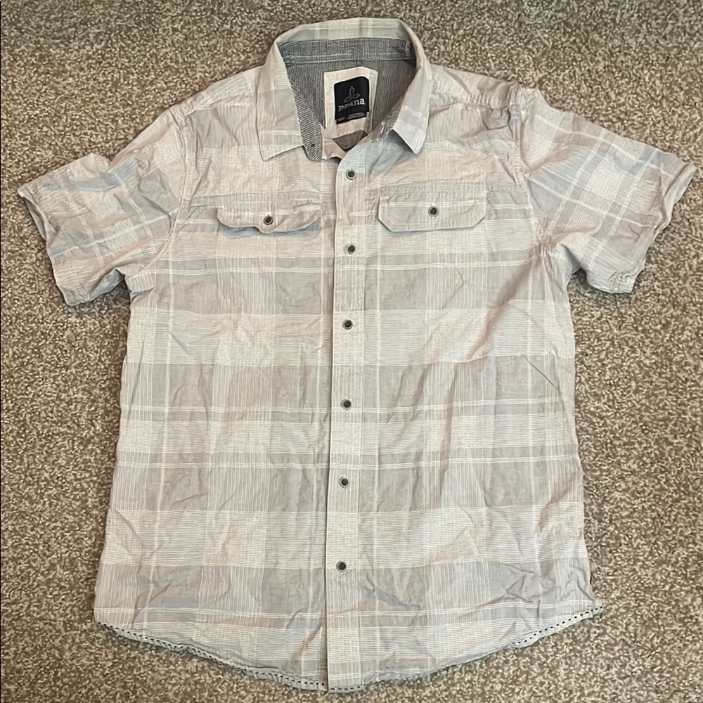 Prana Men’s Plaid Short Sleeve Button Down Shirt